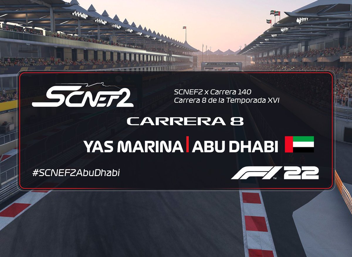FFCSeries's tweet photo. #SCNEF2 | 🟢 ¡Hoy despedimos la Temporada XVI de SCNEF2!

⏰ A partir de las 22:00H se disputa la última carrera en Abu Dhabi, con varias luchas de lo más interesantes...

🎙️ Nos lo contará todo @SSambreel en Twitch...

📺 https://t.co/utk3EYPaFa

🤝 Patrocina: @DesignArtStudio https://t.co/Z4sYh0FnYL