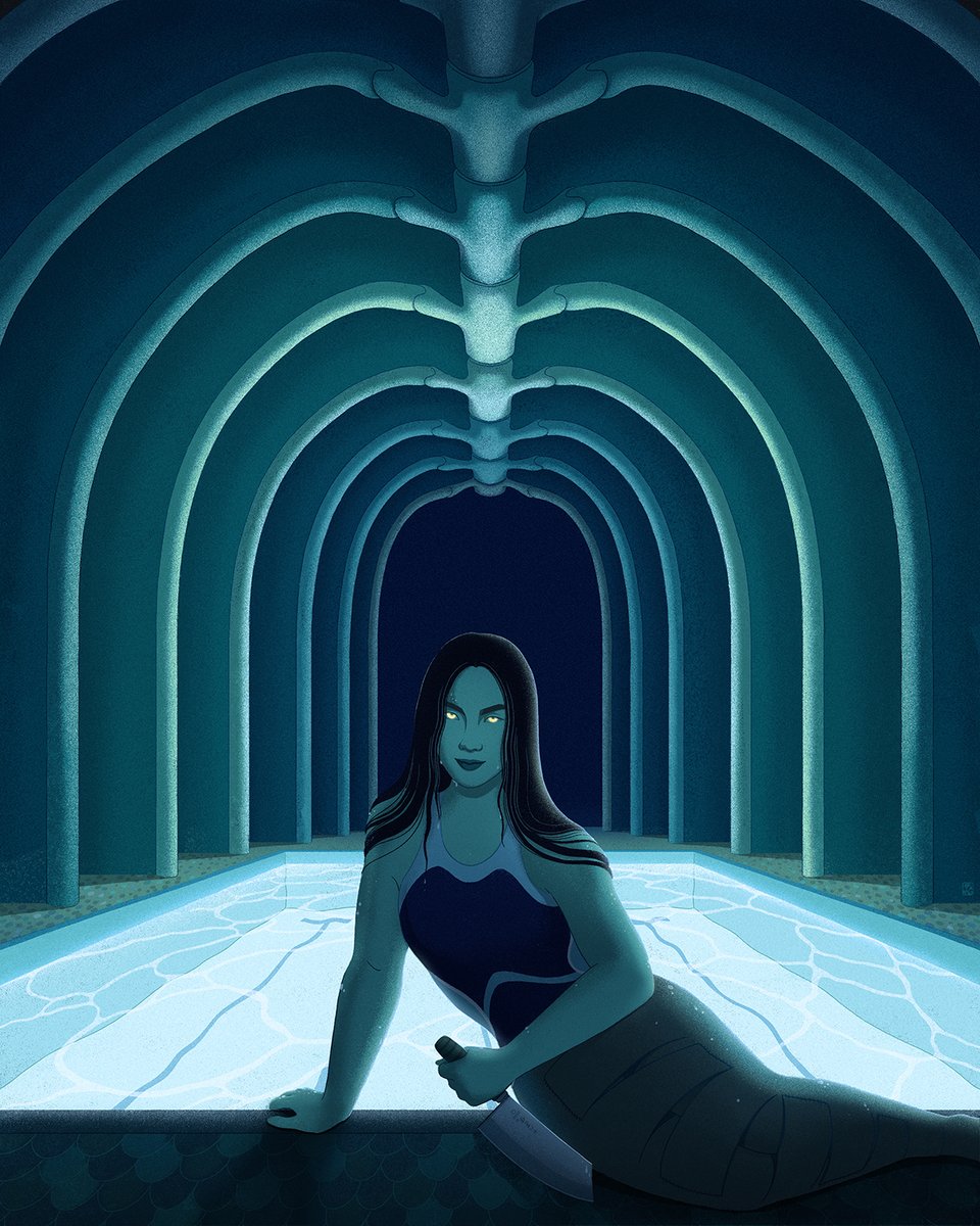 Chlorine by <a href="/jadessong/">jade song</a> is about transcending beyond the limits of your existence to find your truest self. After reading it I had so many feelings, but what remained was this image in my head. Ren, in the liminal space I imagine she'd inhabit, her chlorinated mermaid lagoon🧜‍♀️🔪🩸