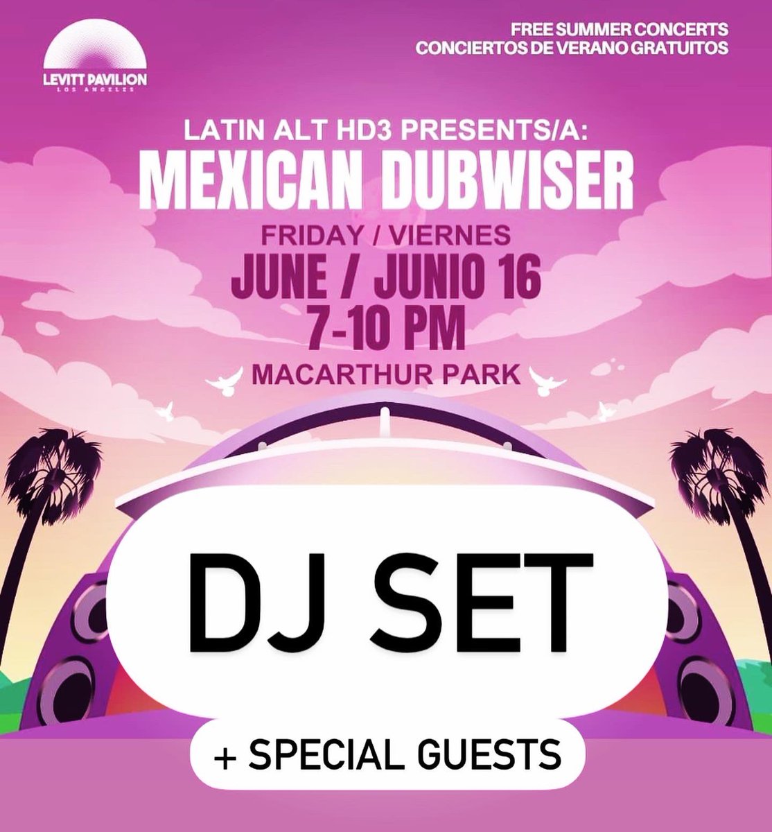 MexicanDubwiser's tweet photo. #MexicanDubwiser
DJ Set June 16
#LosAngeles
https://t.co/aA264snWH9
@levittLA
#Levittla #LevittLosAngeles #concertseason2023 #macarthurpark https://t.co/H50MdyDwEz
