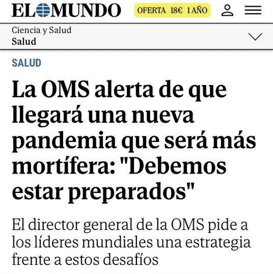 🇺🇳 | AHORA: La Organización Mundial de la Salud lanza advertencia sobre una nueva y más mortífera pandemia.