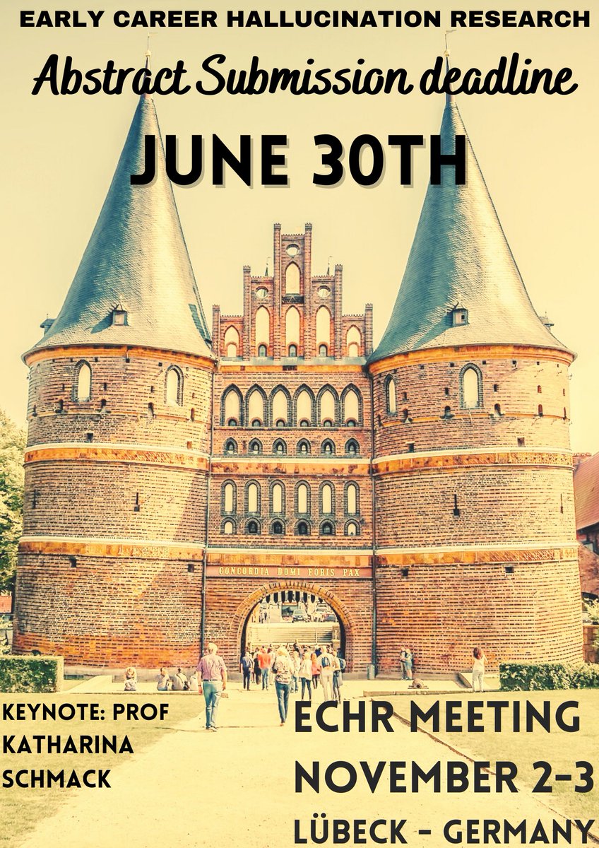 Léon Franzen (@leonfradc) on Twitter photo Hallucination folks,
Abstract submission is OPEN until June 30th for this year's <a href="/echrgroup/">Early Career Hallucinations Research Group</a> Workshop <a href="/UniLuebeck/">Universität Lübeck</a> featuring @KathaSchmack and others.
Pls fill out the form, if you (student, postdoc, ECR) like to present your research on hallucinations.
forms.gle/kQBwGNDYwMVkNb… Hallucination folks,
Abstract submission is OPEN until June 30th for this year's <a href="/echrgroup/">Early Career Hallucinations Research Group</a> Workshop <a href="/UniLuebeck/">Universität Lübeck</a> featuring @KathaSchmack and others.
Pls fill out the form, if you (student, postdoc, ECR) like to present your research on hallucinations.
forms.gle/kQBwGNDYwMVkNb…