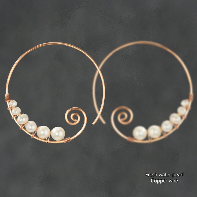 petagadget.com/gadget/pearl-s… Pearl Spiral hoop earrings Gift for her Wedding gift #Gadget
