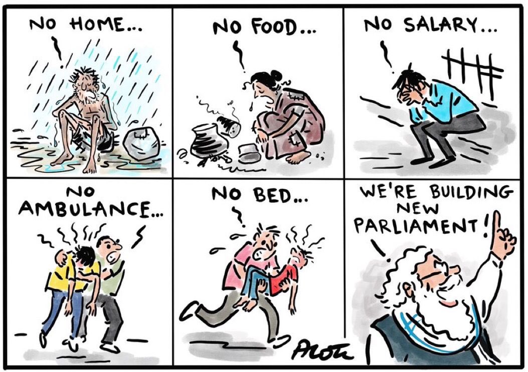 We elected a #ChaiWala 
because we believed that he 
understood the problems of 
the poor.
And then, after nine years, 
he build a #NewParliament 
worth Rs.13,000 crores, to 
discuss the problems of the 
poor.