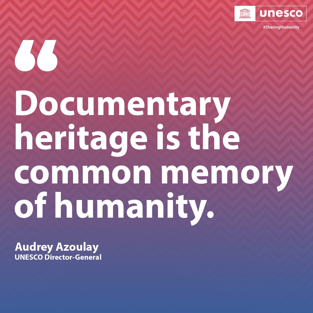 🔴BREAKING🔴

64 new nominations inscribed on UNESCO’s #MemoryOfTheWorld Register.

These documents, archives &amp; historical treasures represent the richness &amp; diversity of our shared humanity.

on.unesco.org/45tSNhB #SharingHumanity