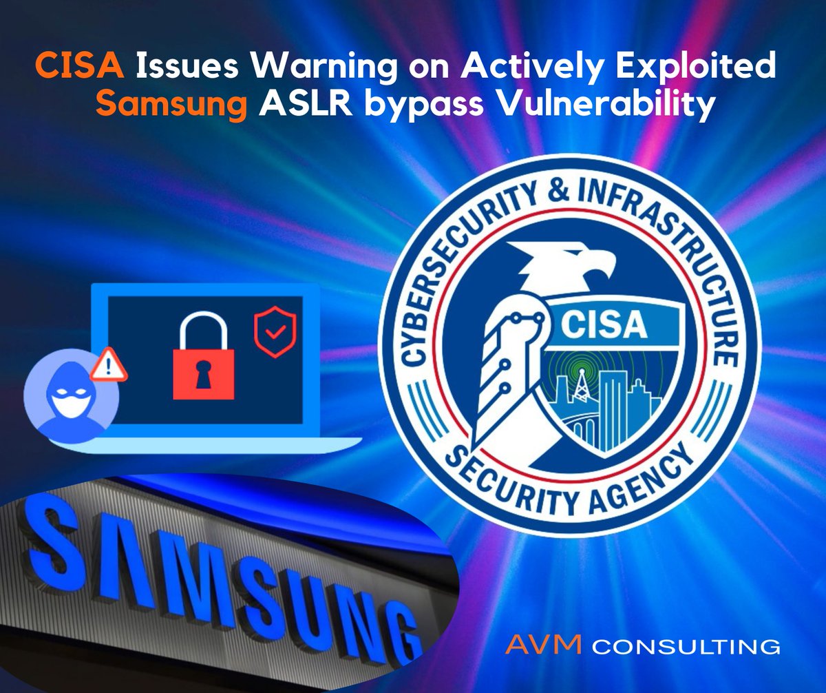 AvmConsulting's tweet image. The US Cybersecurity and Infrastructure Security Agency (CISA) has added the CVE-2023-21492 vulnerability to its Known Exploited Vulnerabilities (KEV) Catalog, warning of active exploitation of the flaw in Samsung devices.
.
#avmconsulting #CISA #CISAWarning #CISAKEV