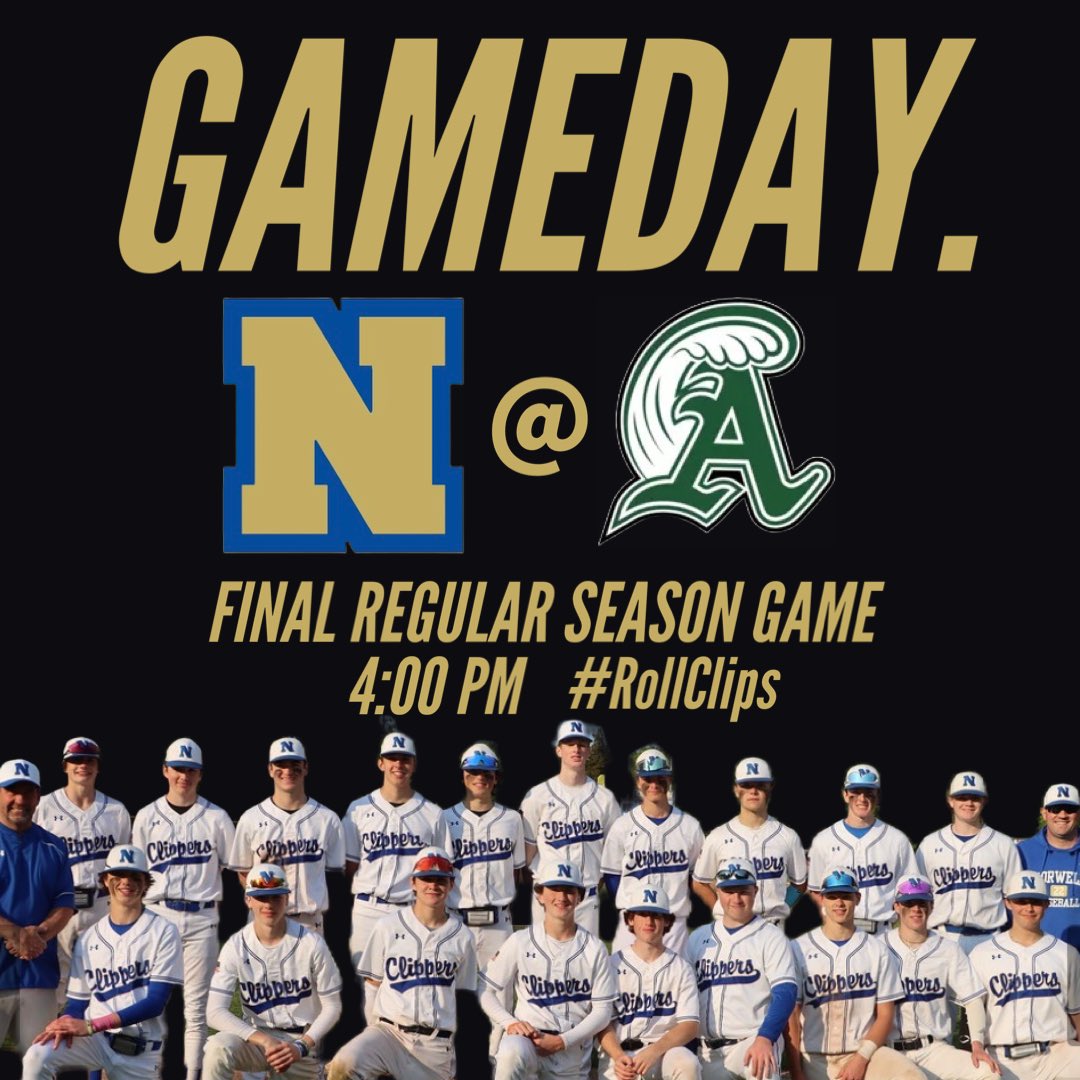 ClippersVB's tweet image. The Clippers head to Abington for a rematch against the Green Wave 

Final game of the regular season

Let’s make it 14

@CoachJacobsNHS @GWPBaseball 

#RollClips