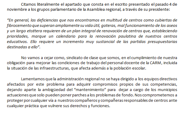 RosaRodaNews's tweet photo. 👉CCOO denuncia que  el envejecido parque de centros escolares de la Región ha sido una denuncia constante.
👉 No hay un Plan de actuación con presupuesto plurianual y calendario.
👉El Ejecutivo lleva prometiendo un colegio nuevo en Librilla desde 2006. https://t.co/SuCG3tjtJy