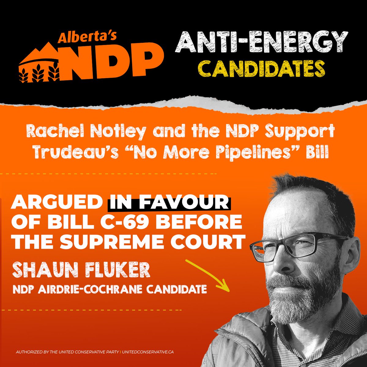 🚨 BREAKING 🚨 Shaun Fluker, Rachel Notley’s candidate in #Airdrie-#Cochrane, argued IN FAVOUR of #BillC69, Trudeau’s “No More Pipelines Act,” before the Supreme Court of Canada. This is another example of the NDP actively hurting our energy sector and economy. #ableg #abvotes
