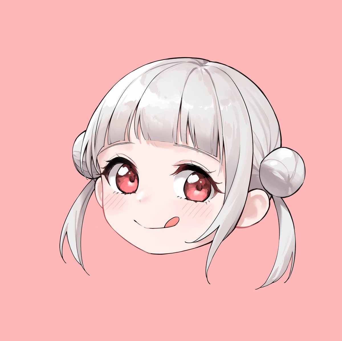 1girl tongue out tongue solo hair bun double bun red eyes  illustration images