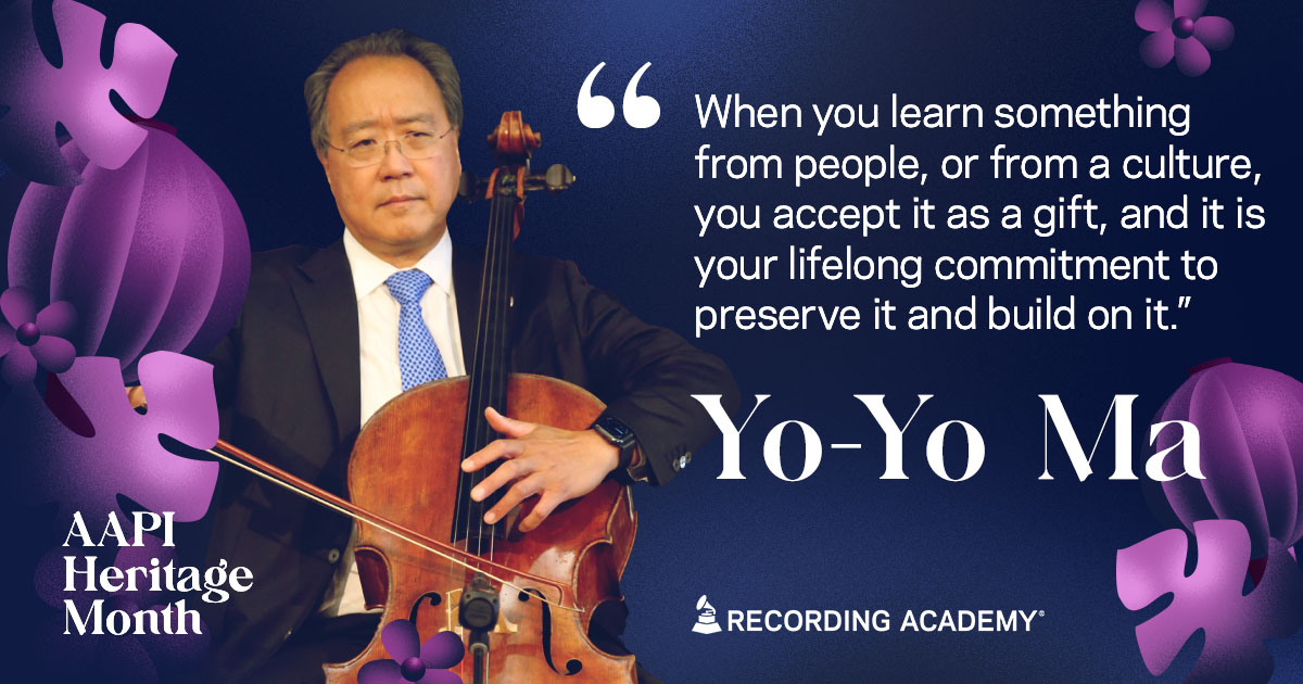 Here are some inspirational words to listen to along with his critically acclaimed music, <a href="/YoYo_Ma/">Yo-Yo Ma</a>. 🎻 

The GRAMMY-winning cellist won his first golden gramophone for his work at the 1984 #GRAMMYs for Bach: The Unaccompanied Cello Suites. #AAPIHeritageMonth