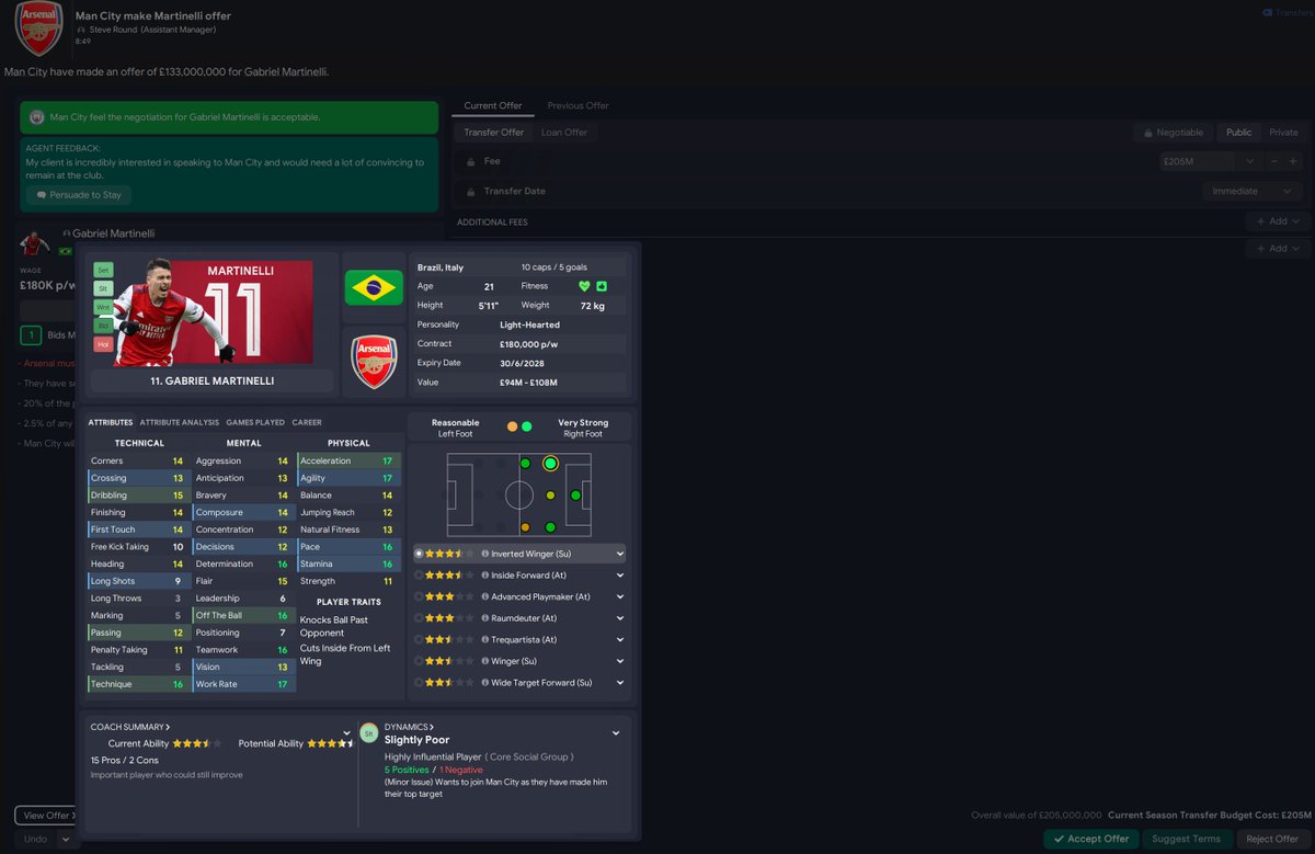 R9Football_'s tweet photo. Easily the biggest Transfer offer I have ever received in any #FootballManager #FM23 https://t.co/f1LlQk3xBs