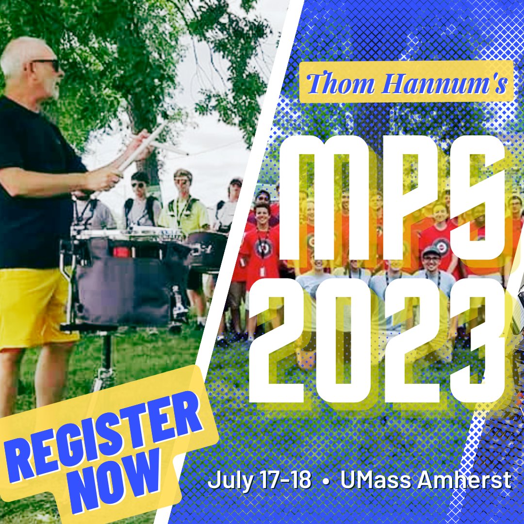 MPSpercussion's tweet photo. MPS 2023 registration is now open! Check out https://t.co/Ot3J5xGHFt to sign up

Join us July 17-18 on the UMass Amherst campus! https://t.co/C4yhL5LpEI