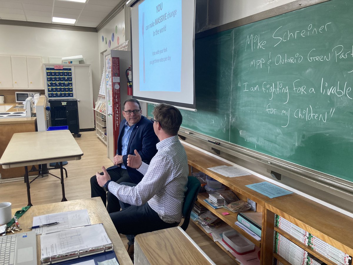 MikeSchreiner's tweet photo. Thanks to the students and staff of G.C.V.I. for hosting me and trustees @MacNeil4Trustee and @WhyteLaurie for Take Your MPP To School Day.

I enjoyed meeting with the hospitality and global politics classes.

Great to hear our young people so committed to bettering the future. https://t.co/8H6WmmaOda