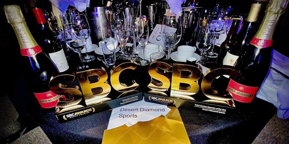 🎉🏆 We won some hardware recently. Over the moon proud of the team at Desert Diamond Sports for winning Tribal Operator of the Year and Sports Betting Rising Star of Year 💫 at 2023 SBC sports betting awards.

#desertdiamond @DDSportsAZ
