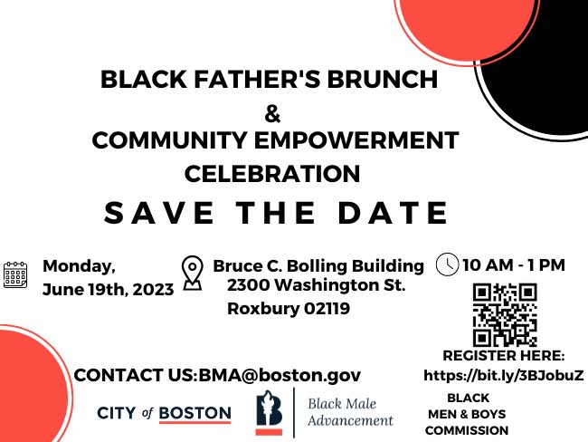 SAVE THE DATE‼️

Join @officeofbma &amp; the Black Men &amp; Boys Commission at the Father’s Day Brunch &amp; Community Empowerment Celebration on Monday June 19th, 2023 at the Bruce C. Bolling building from 10- 1PM. Please register online due to limited seating.