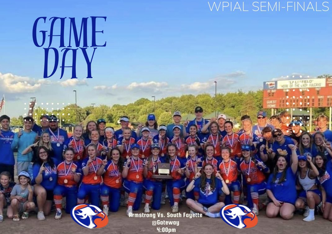 HawksSOFTBALL22's tweet photo. ITS GAME DAY!!!!
Today we take on the South Fayette Lions in the WPIAL Semifinals!!! Come support ur Hawks as they hope to ADVANCE to the DANCE🏆
LETS GOOOOO!!!!!
#Rollhawks #AllInForOneMoreWin 💙🧡 https://t.co/xAGbtPhLk1