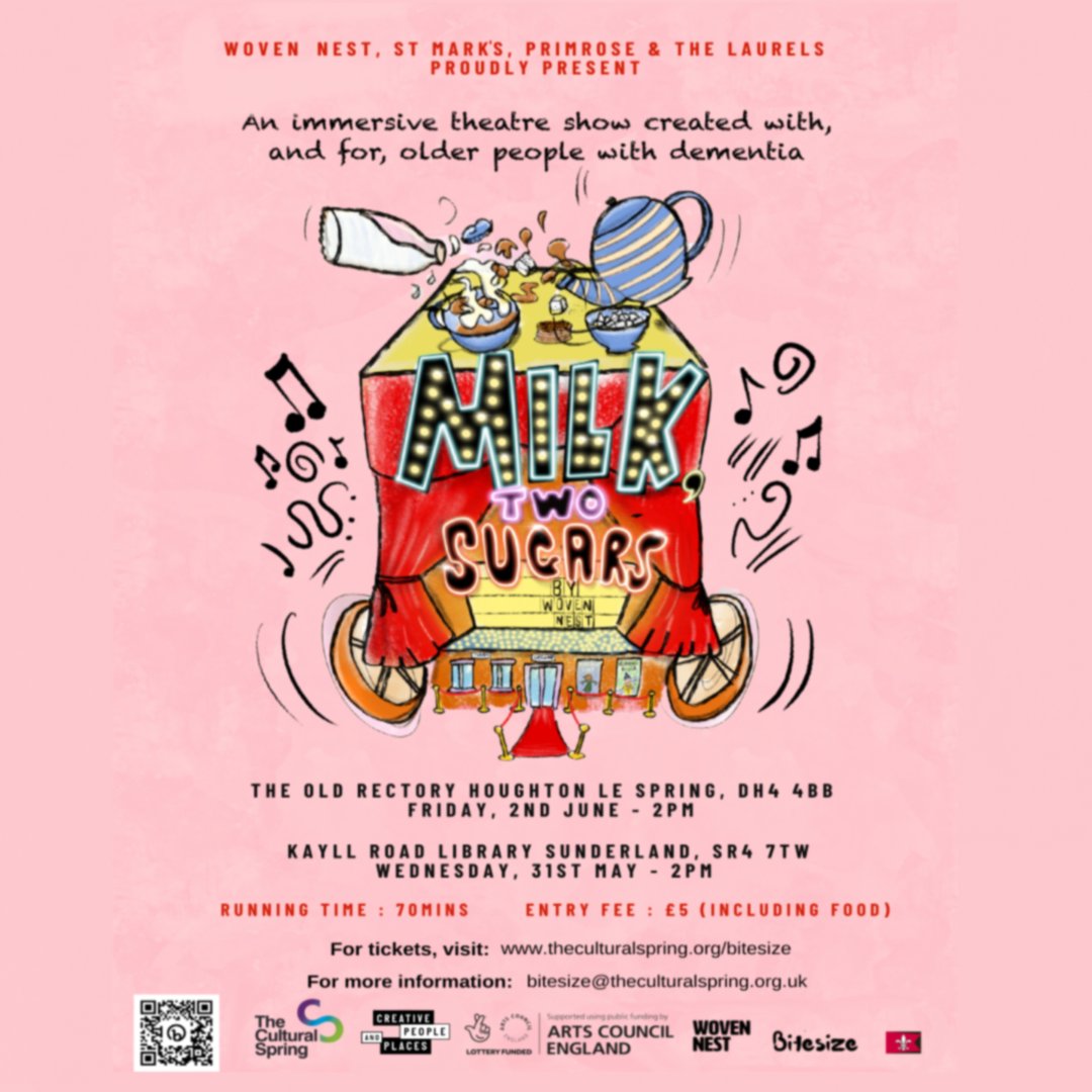 We are getting closer to the fantastic show Milk and Two Sugars by <a href="/nest_woven/">Woven Nest Theatre</a> Numbers are limited to 25 per show to ensure everyone can take part. Tickets theculturalspring.org/bitesize. Ticket price of £5 includes food after the show. sunderlandecho.com/news/people/th…