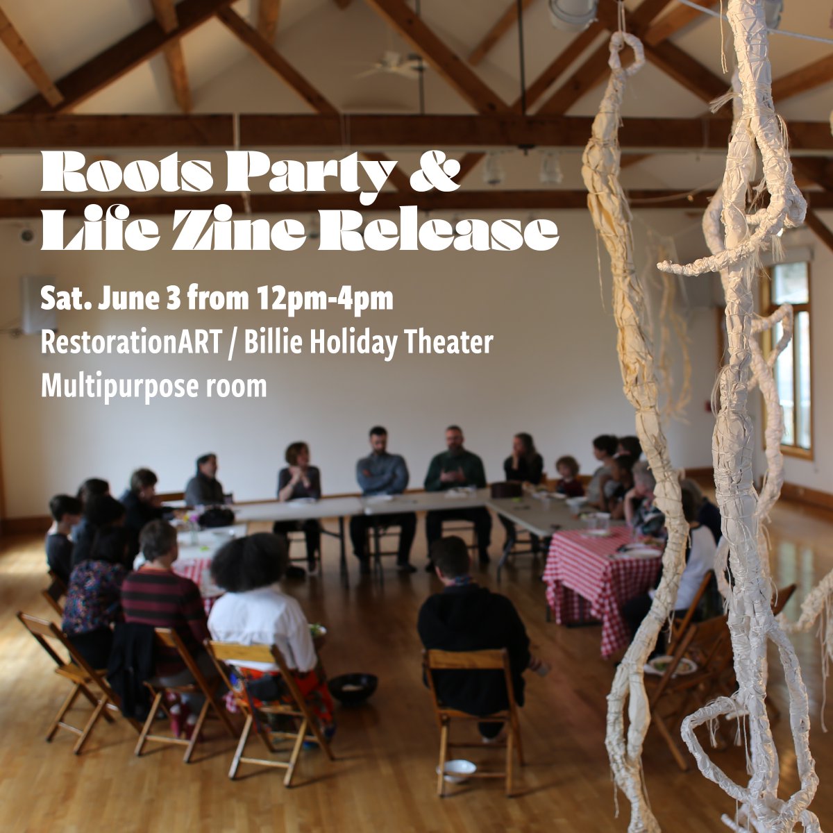 Join us on June 3 and experience artist Edisa Weeks' journey of creating 1,865 roots out of paper and twine for the powerful 3 RITES: Liberty installation. Don't miss the release of 3 RITES: Life Zine + conversation with James Scruggs! Tix are FREE! #TheBillieIsBack