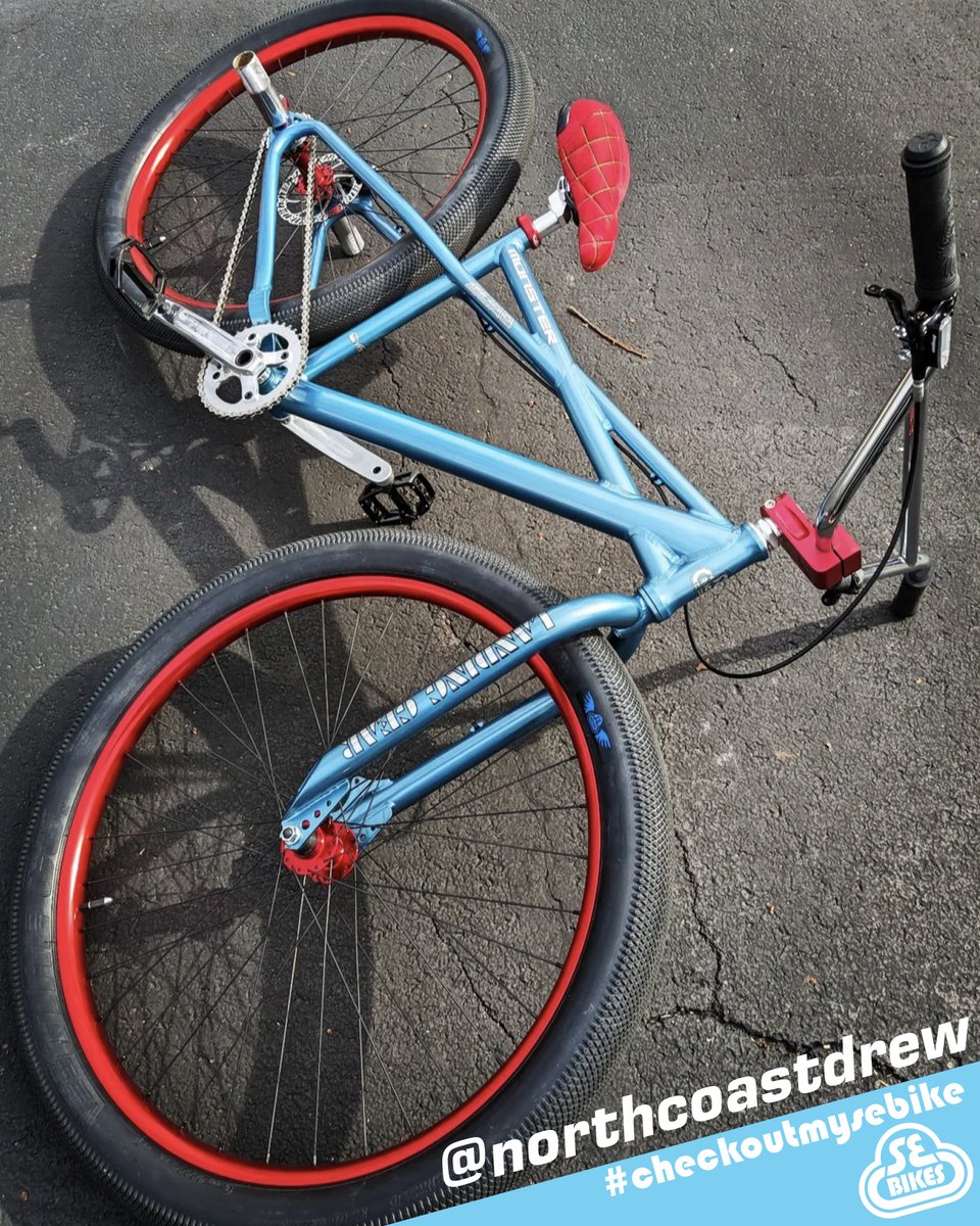 sebikes's tweet photo. This Blue Steel #monsterquad from @northcoastdrew is awesome. Looks like he used some of the red wheels from the #dubmonsterripper. Color-game on point! ✅ #checkoutmysebike #sebikes #sebikeslife #bmxbike #bmx #bmxlife #29er https://t.co/qkrZJbIDz0