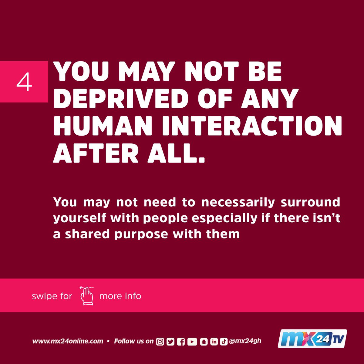 mx24gh's tweet photo. Here are 8 reasons why feeling lonely could be a good thing.
(2/3)
#mx24gh #mx24teaser #mx24teasers #Loneliness https://t.co/Us4qtX8Ikp