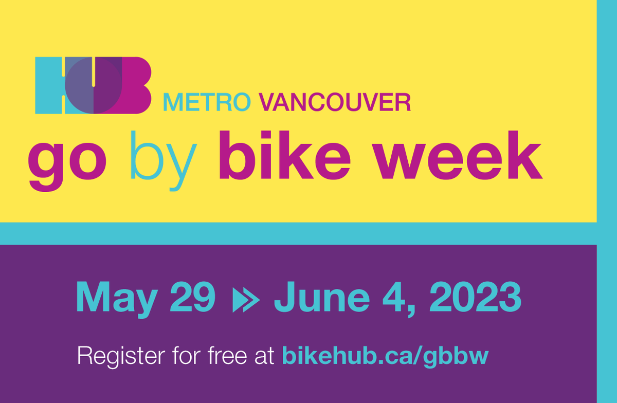 Shift gears from weekend rides to weekday commutes with @WeAreHUB’s Go by Bike Week from May 29-June 4! 

Ride your bike to HUB's Celebration Stations during the event for free bike checks, snacks, prizes, and more! 

Register for free at bikehub.ca/gbbw #GoByBike