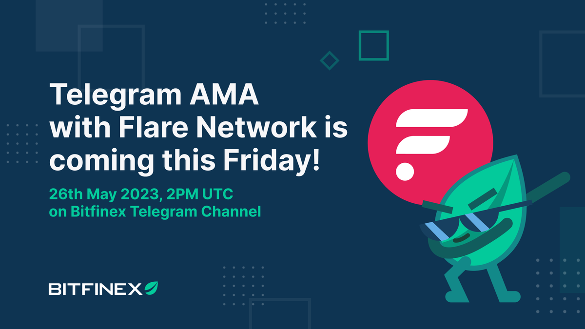 bitfinex's tweet photo. Join us in learning all about @FlareNetworks in our Telegram Takeover this Friday at 2 PM UTC!

Got a question for us?
Ask us with the hashtag #bfxamaflare, we’ll collect your questions for the AMA!

Don’t forget to join our Telegram channel:
https://t.co/uNXB4mAD1l https://t.co/Eu6XiL7wmz