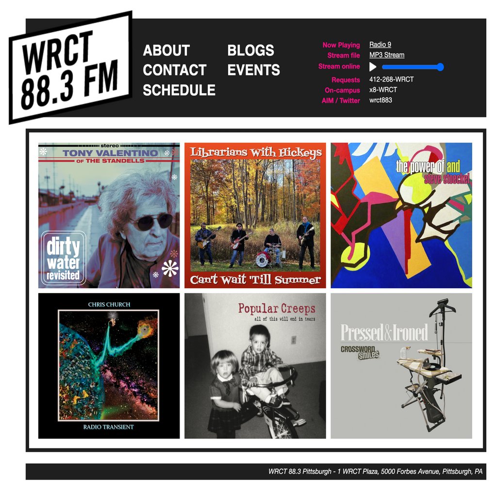 TONY VALENTINO, STEVE STOECKEL, LIBRARIANS WITH HICKEYS, CHRIS CHURCH, POPULAR CREEPS and CROSSWORD SMILES on the WRCT schedule! They're all at bigstirrecords.com, and WRCT is at:
wrct.org
#WRCT #IndiePop #GarageRock #PowerPop #GuitarPop #JanglePop #RetroPop