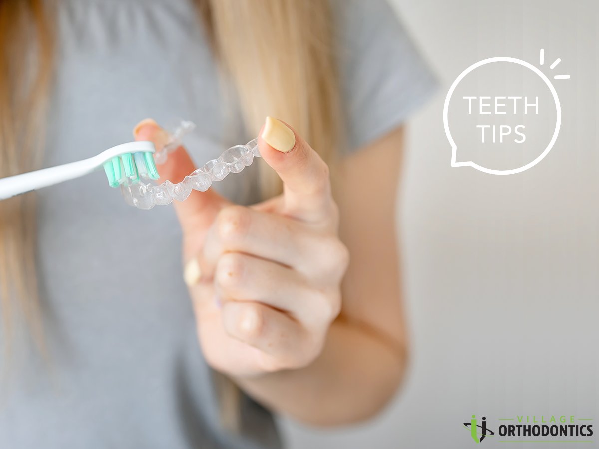 invisibleORTHO's tweet image. Clear aligners can get stained if you don’t clean them regularly. Use a gentle anti-bacterial soap and warm water to remove buildup and bacteria from the trays. Try to do this at least once a day. #TeethTips 🪥