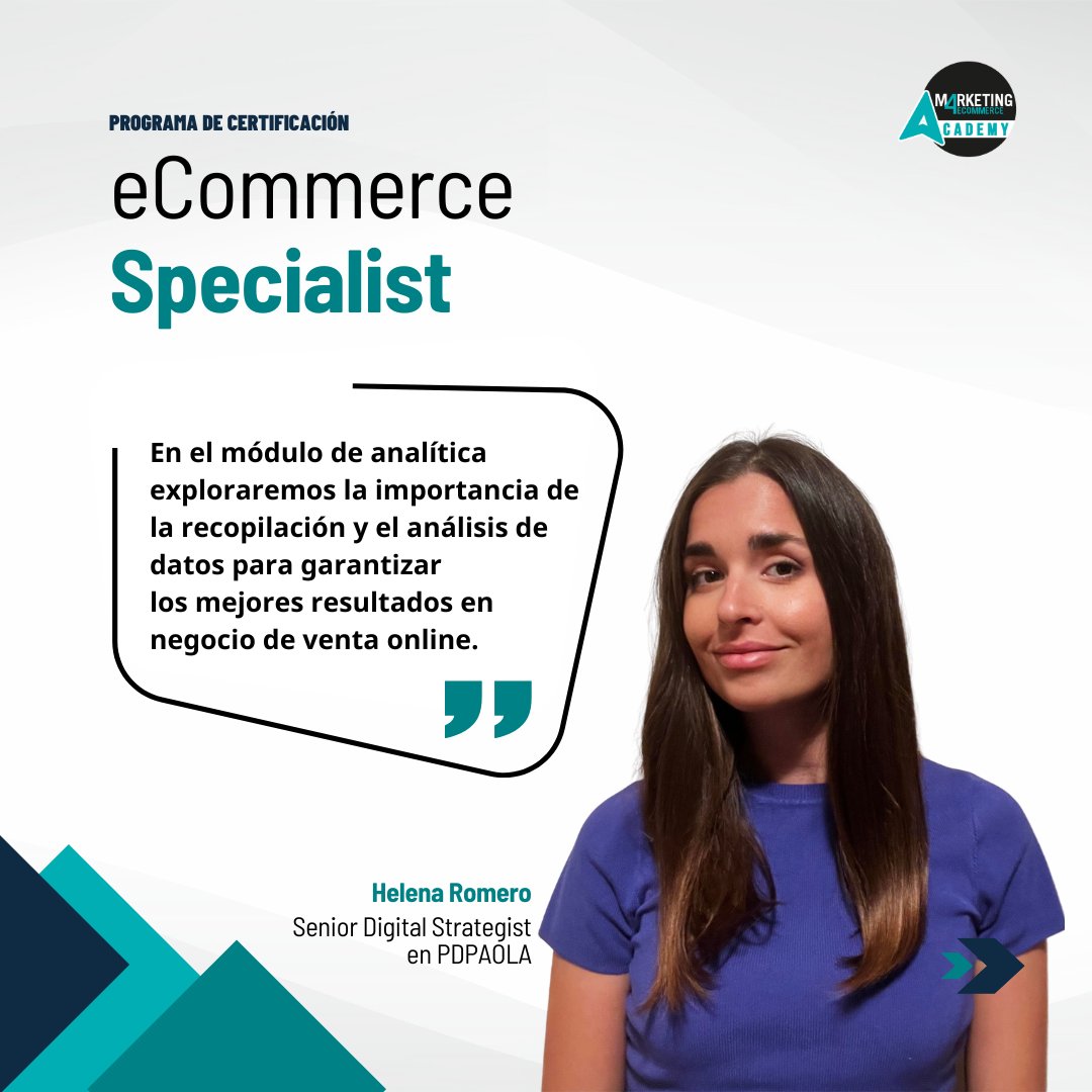 Si estás buscando una formación que te permita adentrarte en mundo del #eCommerce y adquirir los conocimientos fundamentales para triunfar en el entorno digital, ¡este es tu curso! 
- Helena Romero
Senior Digital Strategist
en PDPAOLA Jewelry