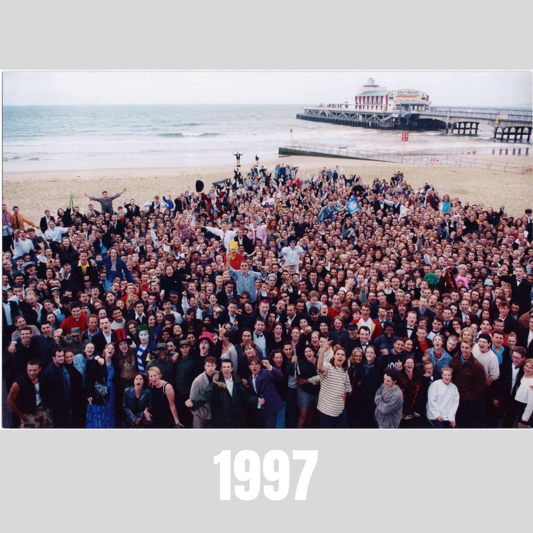 Did you know the legendary survivors photo has been going since 1994. Swipe to see it through the years. 

💪🏽 Will you make the 2023 survivors photo? 💪🏽
🌊 At the SUBU Summer Ball, the survivor's photo at 5am on Bournemouth Pier approach is a tradition. 🌊
