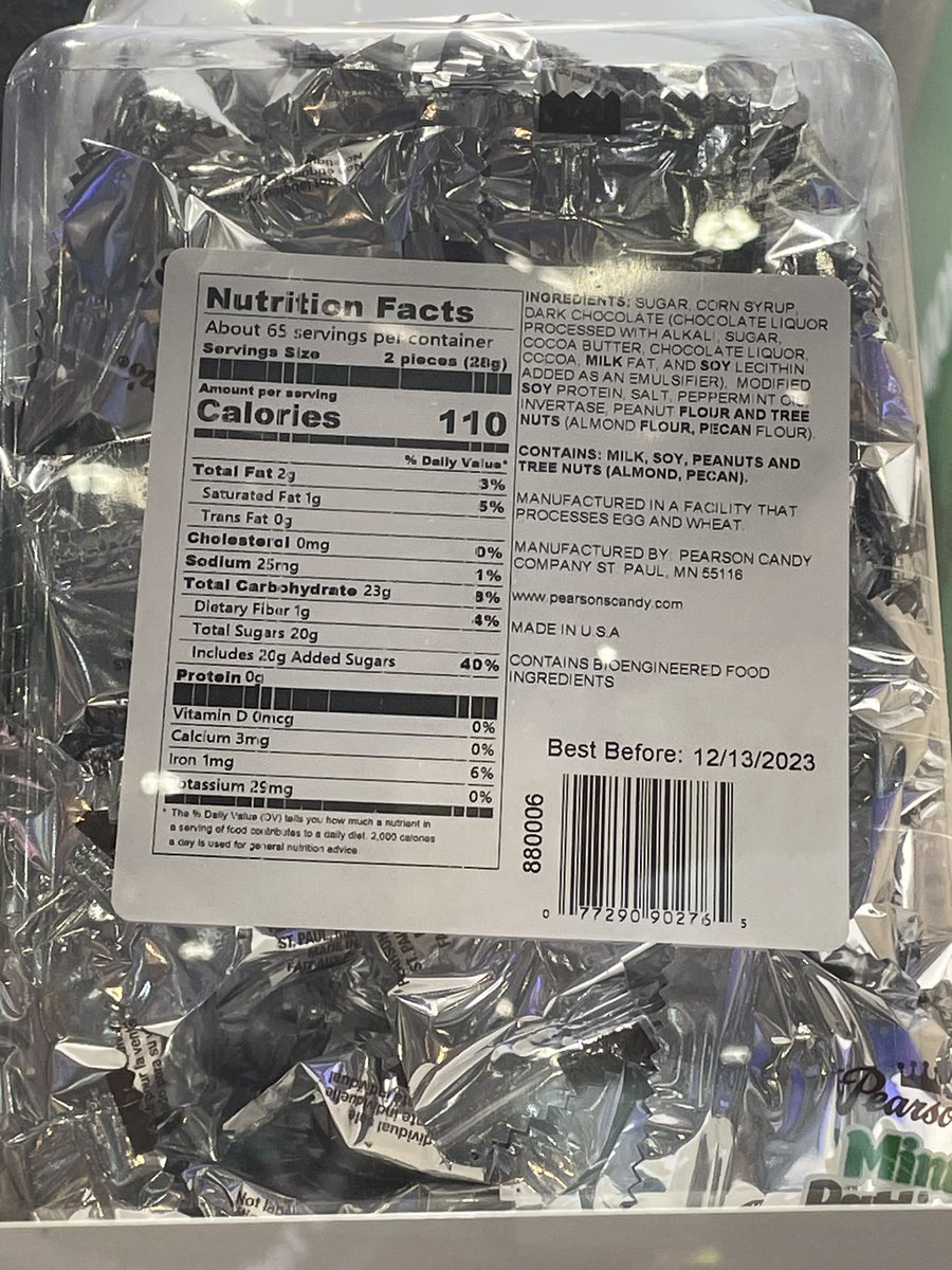 #allergens where you don’t expect them.  Pearson’s mint pattie’s contain peanut.  Why does a mint patty need to include #peanut?  And the individual packs are unlabeled!  Think about it.  @CeliacBeast @SWEETSandSNACKS