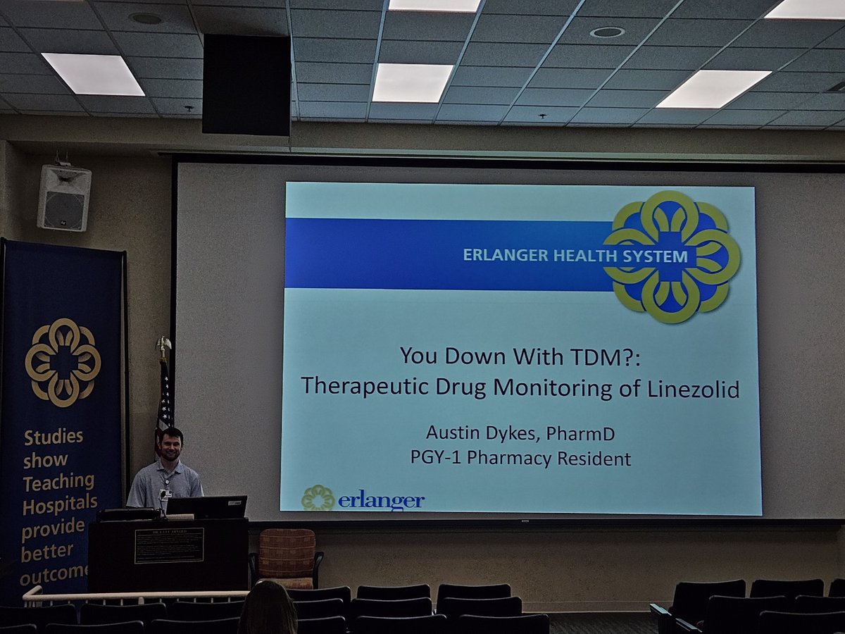 Last continuing education presentation this year!  <a href="/dykes_austin/">Austin Dykes</a> presenting on linezolid monitoring #IDtwitter #TwitteRx