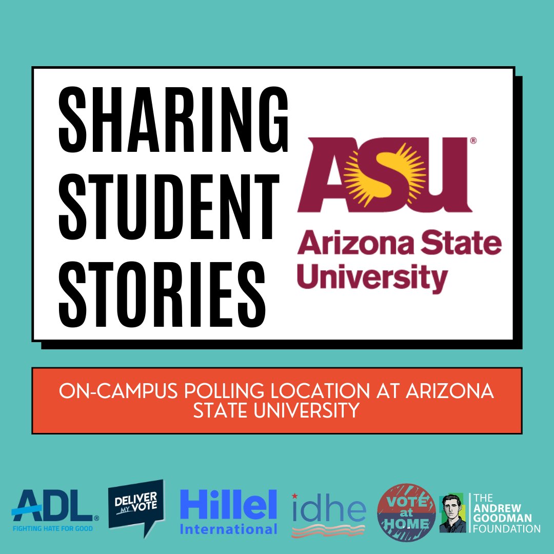 AndrewGoodmanF's tweet photo. An on-campus polling place is a powerful symbol of an institutional commitment to #studentvoting and increases students’ access to the ballot box. Learn how the Andrew Goodman Campus Team at @ASU worked to bring a polling location to their campus! https://t.co/LzxpUuY9uF. https://t.co/cqkGXZBFs6