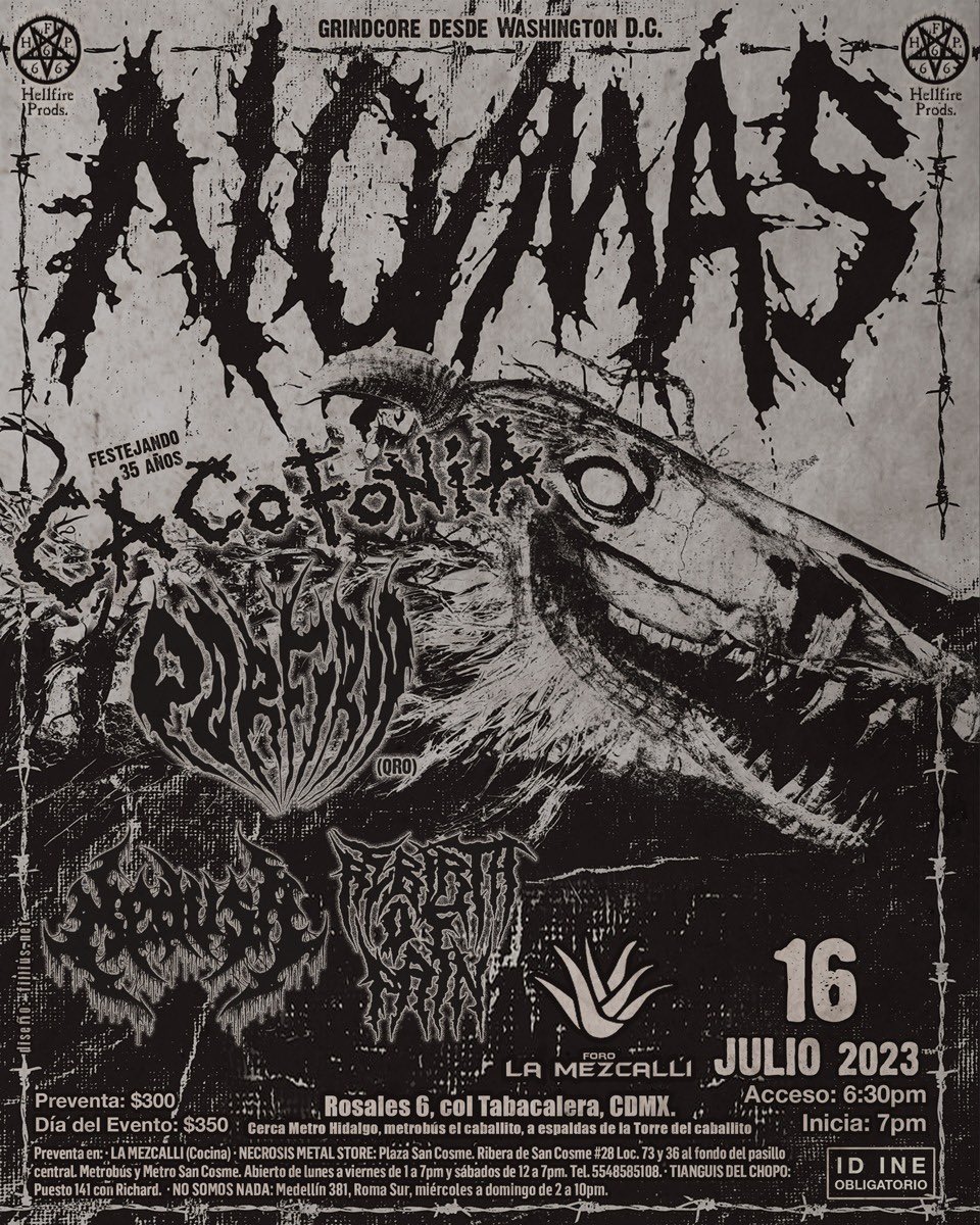 BBeat105's tweet photo. #HellfireProductions trae el domingo 16 de julio a No/Más, los acompañan los de #Cacofonia, #RebirthOfPain, #Medvsa y #Porfirio!

El show es en #LaMezcalli

#StayBlast
#BlastBeat105 https://t.co/iA9kRBTEmE