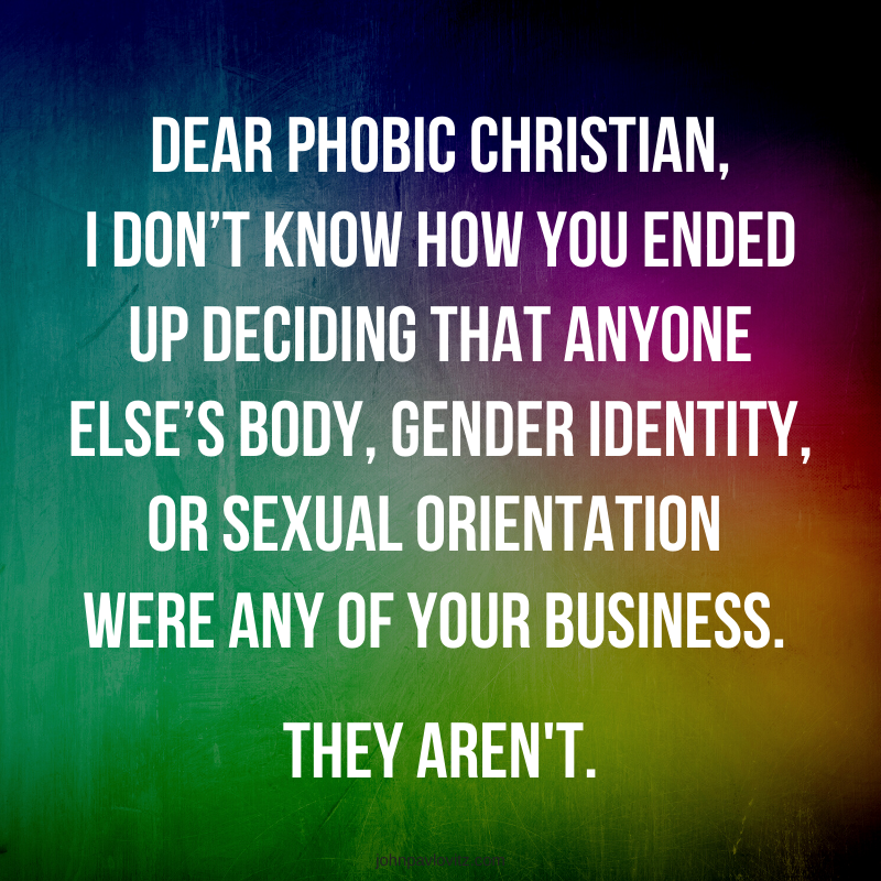 Phobic Christian,

Leave LGBTQ people the hell alone.

johnpavlovitz.com/2018/12/01/dea…