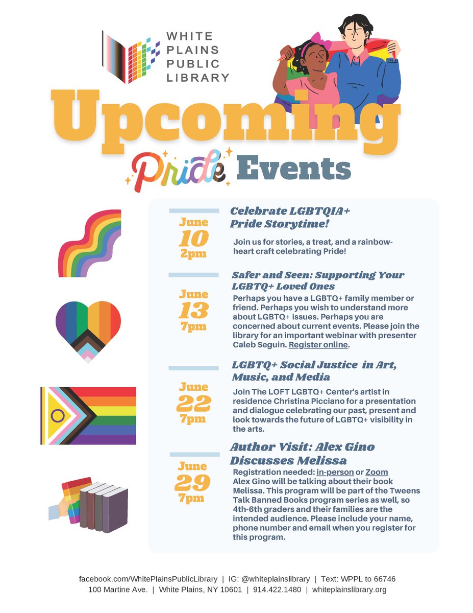 Joshua J. Carlson (@carlson_joshuaj) on Twitter photo Celebrate #LGBTQIA #Pride2023 with <a href="/WhitePlainsLib/">White Plains Library</a> throughout June!
#LGBTQ #loveislove
<a href="/WhitePlainsBID/">White Plains BID</a> <a href="/cityofwp/">City of White Plains</a> <a href="/wpmayorroach/">Thomas Roach</a> <a href="/YWCAWhitePlains/">YWCA White Plains</a> <a href="/ArtsWestchester/">ArtsWestchester</a> <a href="/westchestergov/">Westchester Gov</a> <a href="/wprecandparks/">wprecandparks</a> <a href="/wpyouthbureau/">WP Youth Bureau</a> <a href="/WCYouthBureau/">Westchester County Youth Bureau</a> Celebrate #LGBTQIA #Pride2023 with <a href="/WhitePlainsLib/">White Plains Library</a> throughout June!
#LGBTQ #loveislove
<a href="/WhitePlainsBID/">White Plains BID</a> <a href="/cityofwp/">City of White Plains</a> <a href="/wpmayorroach/">Thomas Roach</a> <a href="/YWCAWhitePlains/">YWCA White Plains</a> <a href="/ArtsWestchester/">ArtsWestchester</a> <a href="/westchestergov/">Westchester Gov</a> <a href="/wprecandparks/">wprecandparks</a> <a href="/wpyouthbureau/">WP Youth Bureau</a> <a href="/WCYouthBureau/">Westchester County Youth Bureau</a>