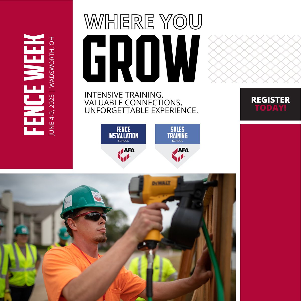 AFAfence's tweet photo. Join us for an intensive week of top-notch training, education, and certification at FenceWeek. This is your opportunity to gain the knowledge and skills that set AFA members apart as industry leaders.
Visit https://t.co/RWFQa2CtfC to secure your spot.
#AFA #FenceWeek https://t.co/oIRWKQU8fE