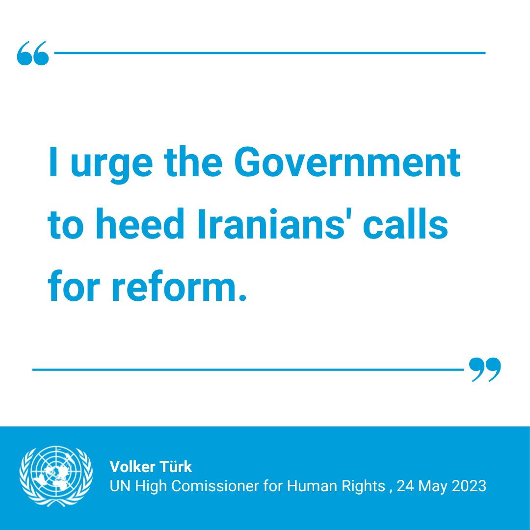 “I urge the Government to heed Iranians' calls for reform.”

-- @UNHumanRights Chief @volker_turk calls on authorities in Iran to repeal laws criminalising non-compliance with mandatory dress codes.

Read his full remarks as he marked 6 months in office: ohchr.org/en/statements/…