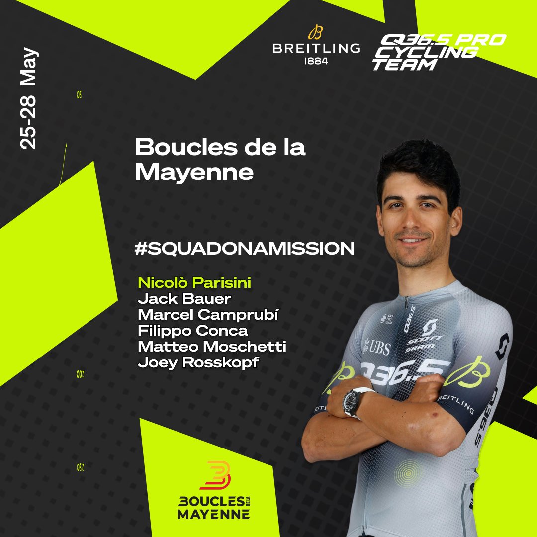 Pinarello_Q36_5's tweet photo. We’re taking on two great stage-races this week, starting with @boucles53 🇫🇷this Thursday 🙌
Here is our #SquadOnAMission powered by @Breitling https://t.co/kjf211LmDI