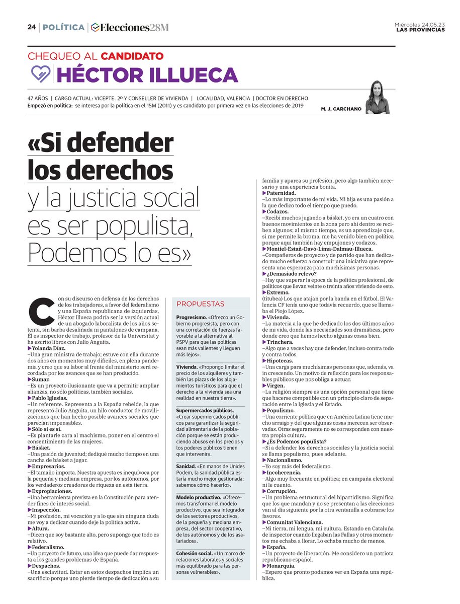 En el fragor de la campaña también hay tiempo para una entrevista más personal que política, de la mano de <a href="/carchano/">María José Carchano ❤️</a> y <a href="/Elenamelendez_/">Elena Meléndez</a>. Inquietudes, esperanzas y retos. Y un perfil personal que no dejará indiferente a nadie… 😊🙈 ¡Espero que os guste!