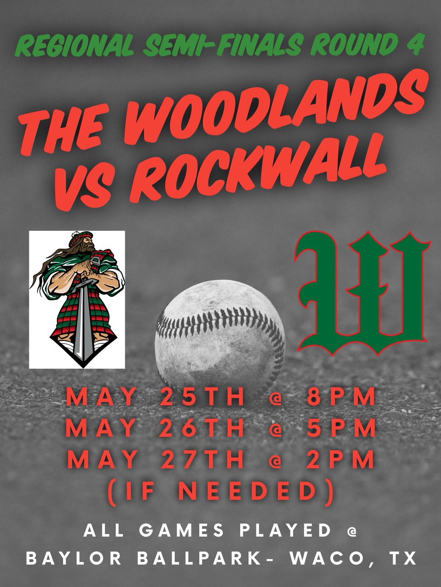 twhsbaseball's tweet photo. Games played at Baylor University (Baylor Ballpark)
Thursday 8PM
Friday 5 PM
Saturday 2PM ( if needed) https://t.co/3LfRoXC9ZF