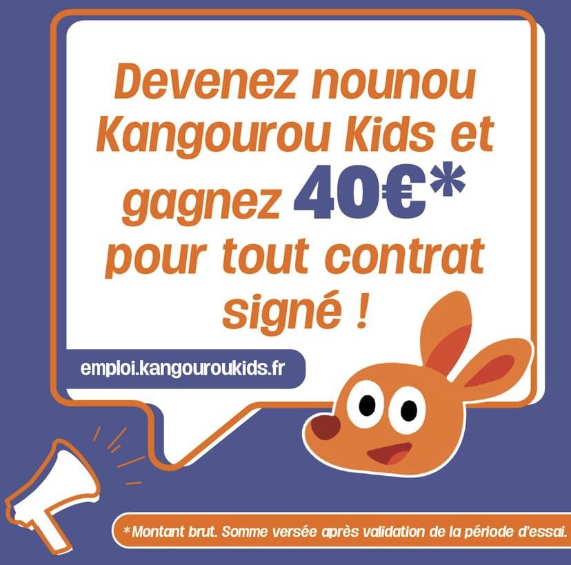 KAnnemasse's tweet photo. 🚨 Prime a l’embauche 🚨

🙋‍♀️ Kangourou Kids recrute des nounous et vous fait gagner de l’argent !

👛 Devenez baby-sitter à domicile et recevez 40€ supplémentaires à la fin de votre période d’essai.

Postulez directement en ligne sur https://t.co/ag3D9CTlZp https://t.co/hNt8xpLbzq