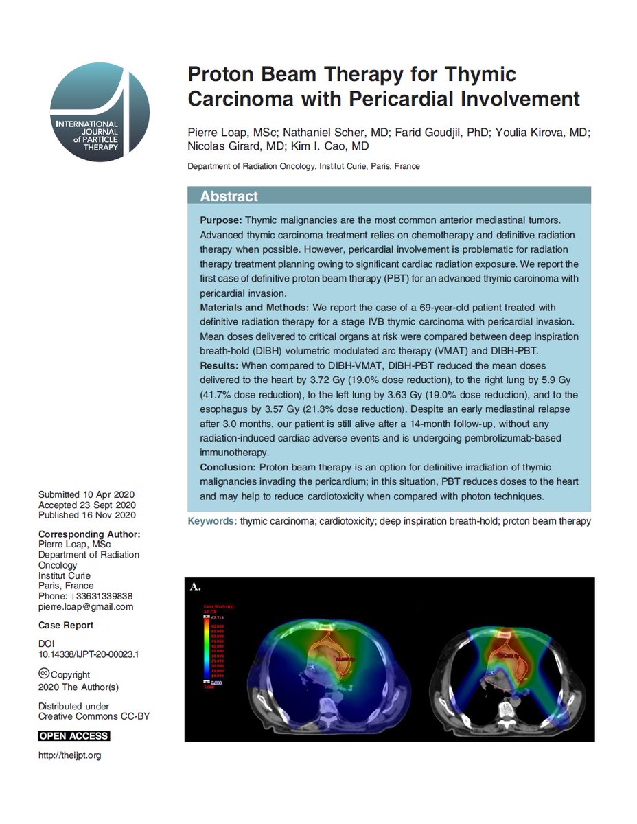 #ProtonBeamTherapy for #ThymicCarcinoma with Pericardial Involvement.
#aeprot #protontherapy #particletherapy #protonterapia @theijpt