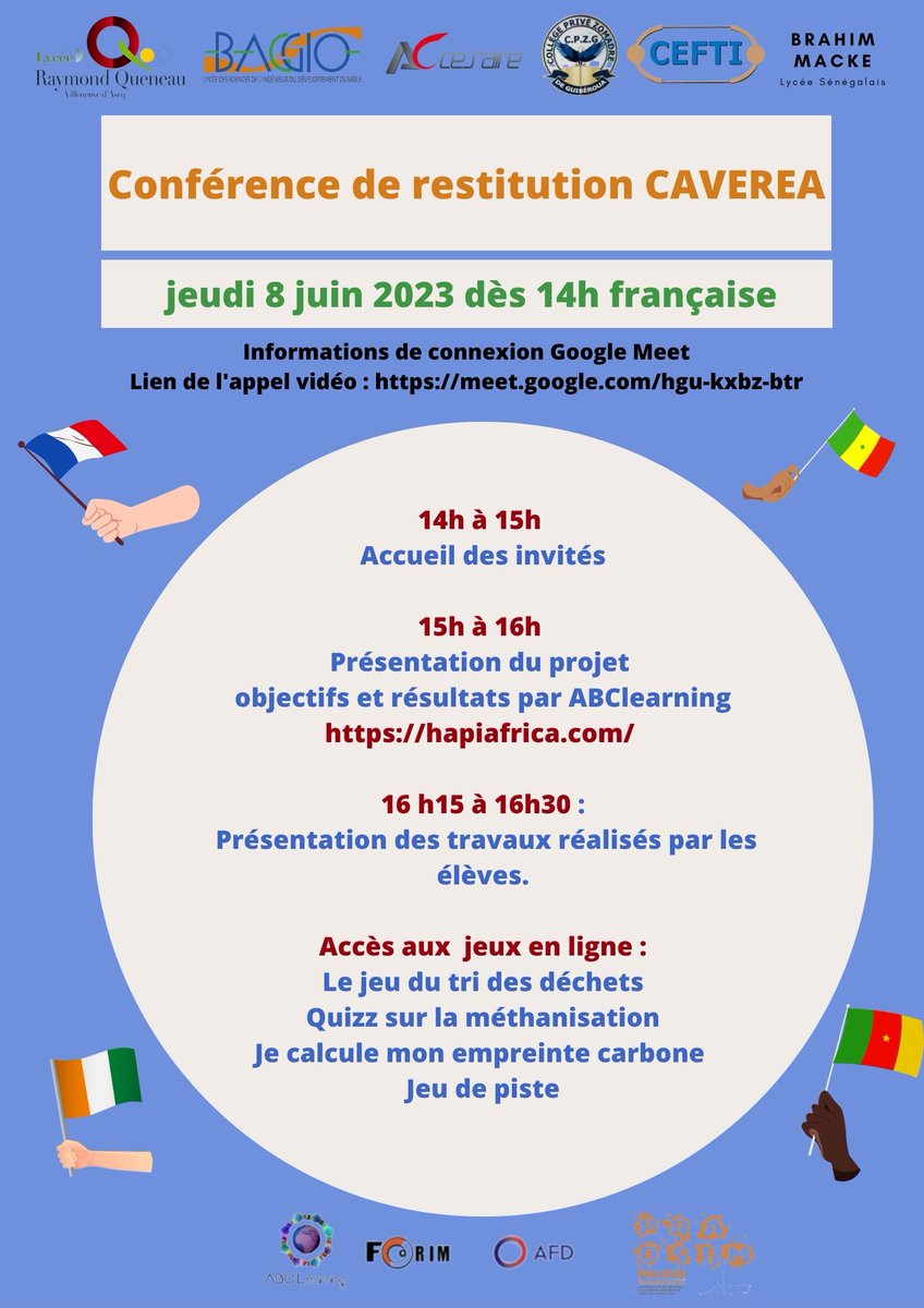 assoABCLearning's tweet image. 📢 Assistez à notre conférence en ligne sur le projet CAVEREA !   

Rejoignez nous le 8 juin à 14 heures pour une après-midi inspirante de partage et d&apos;apprentissage !