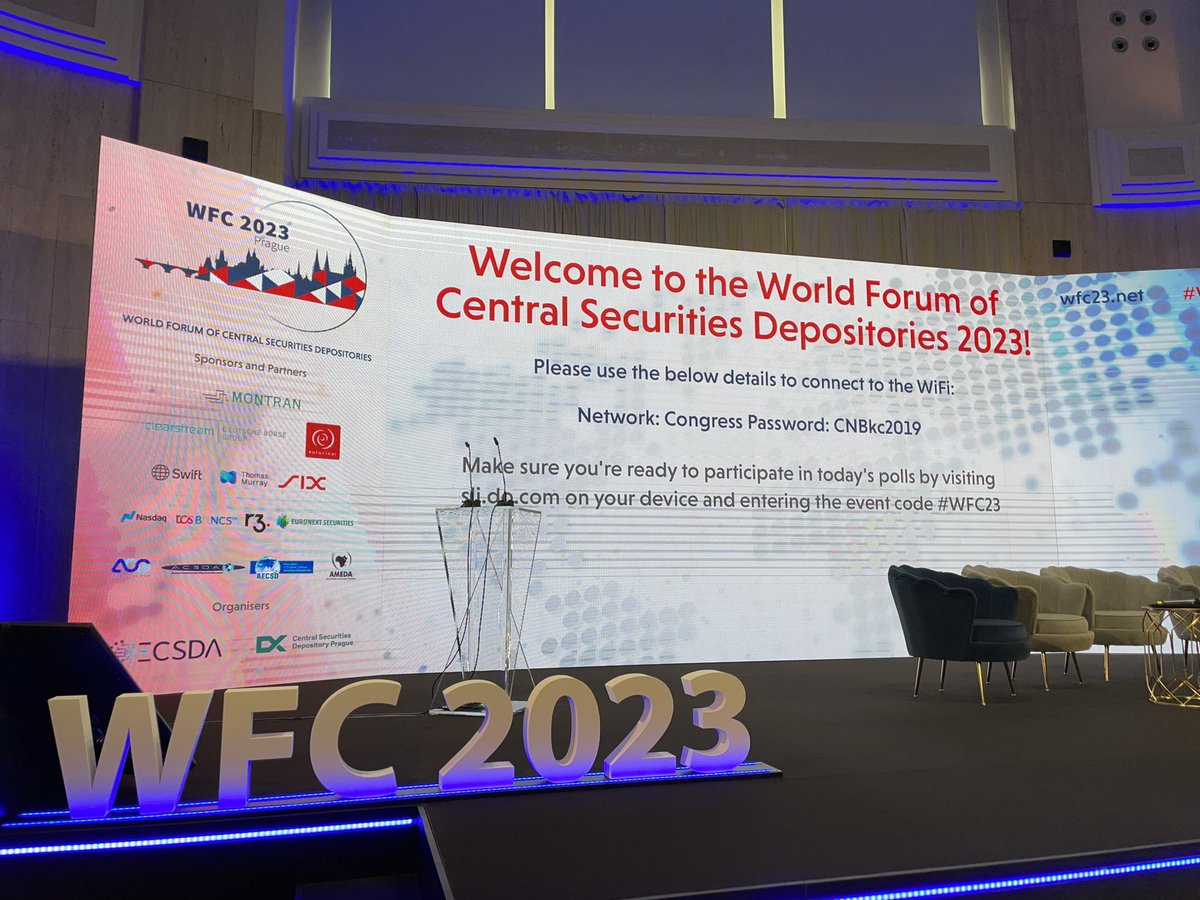 SIX proud to sponsor the World Forum of Central Depositories in Prague #WFC23 which for the next three days becomes the hub for post trading experts from all over the world! @sixgroup #wearesix #posttrade @ecsda