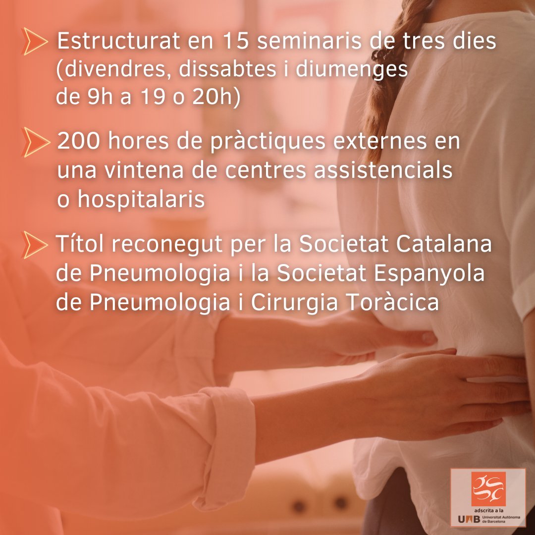 EUG Escoles Universitàries Gimbernat (@eugimbernat_) on Twitter photo L'Escola Universitària de Fisioteràpia Gimbernat programa l'11na edició del màster oficial en Fisioteràpia del Tòrax, adreçat als graduats que vulguin ampliar la seva formació en l'àmbit de la fisioteràpia cardiorespiratòria.
#fisioterapia #torax #socapnet
<a href="/SeparRespira/">SeparRespira</a> L'Escola Universitària de Fisioteràpia Gimbernat programa l'11na edició del màster oficial en Fisioteràpia del Tòrax, adreçat als graduats que vulguin ampliar la seva formació en l'àmbit de la fisioteràpia cardiorespiratòria.
#fisioterapia #torax #socapnet
<a href="/SeparRespira/">SeparRespira</a>