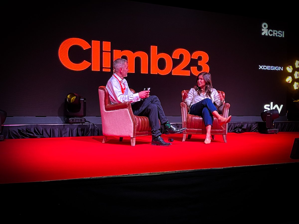 Right now on the #climb23 Summit Stage, Gordon Bateman CEO of @crsiltd is talking to @jenniferabyrne1; former CTO of Microsoft about ‘why your life should be a series of adventures’
