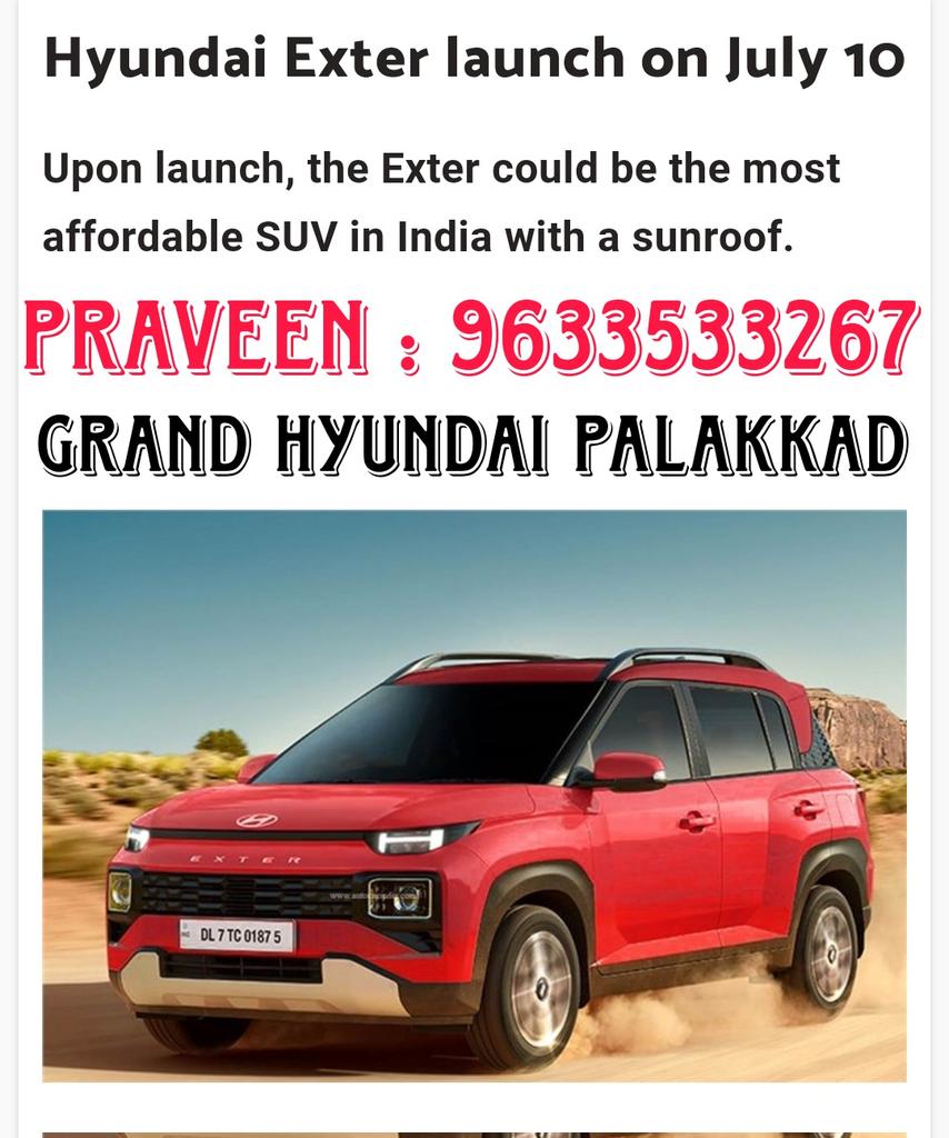 #Hyundai #HyundaiIndia #HyundaiEXTER #Thinkoutside #ILoveHyundai #pattambi #ottapalam #Cherpulassery #koottanad #mannarkkad  #lakkidi #shoranur #sreekrishnapuram #Thiruvilwamala #kanjirapuzha #Kozhinjampara #Puduppariyaram #kottayi #Attappadi #nenmara #vallanghi  #alathur