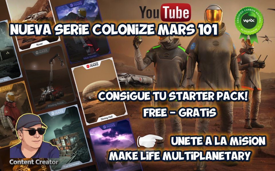 No pierdas la oportunidad de jugar gratis a @ColonizeMarsNFT en <a href="/WAX_io/">WAX</a> !
Mira el video, comenta, crea tu cuenta y pide tu pack!
Así de fácil.
Aprende más con los tutoriales Colonize Mars 101
youtu.be/ec8VTYiqenM
#NFTGiveaway #WAXNFT #WAXFAM #Web3