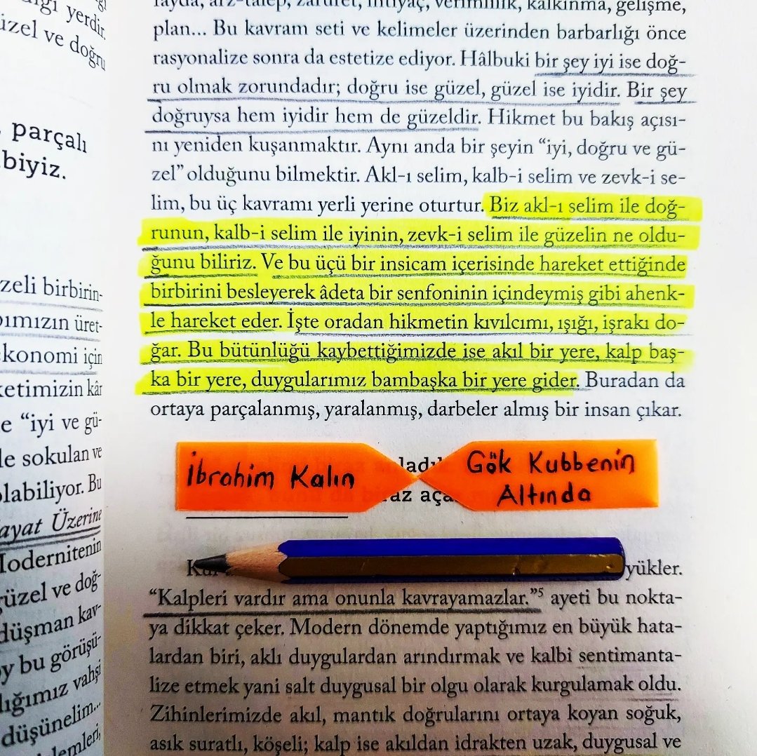Biz akl-ı selim ile doğrunun, kalb-i selim ile iyinin, zevk-i selim ile güzelin ne olduğunu biliriz. Ve bu üçü bir insicam içerisinde hareket ettiğinde birbirini besleyerek âdeta bir senfoninin içindeymiş gibi ahenkle hareket eder.

📚 Gök Kubbenin Altında
✍️ İbrahim Kalın
